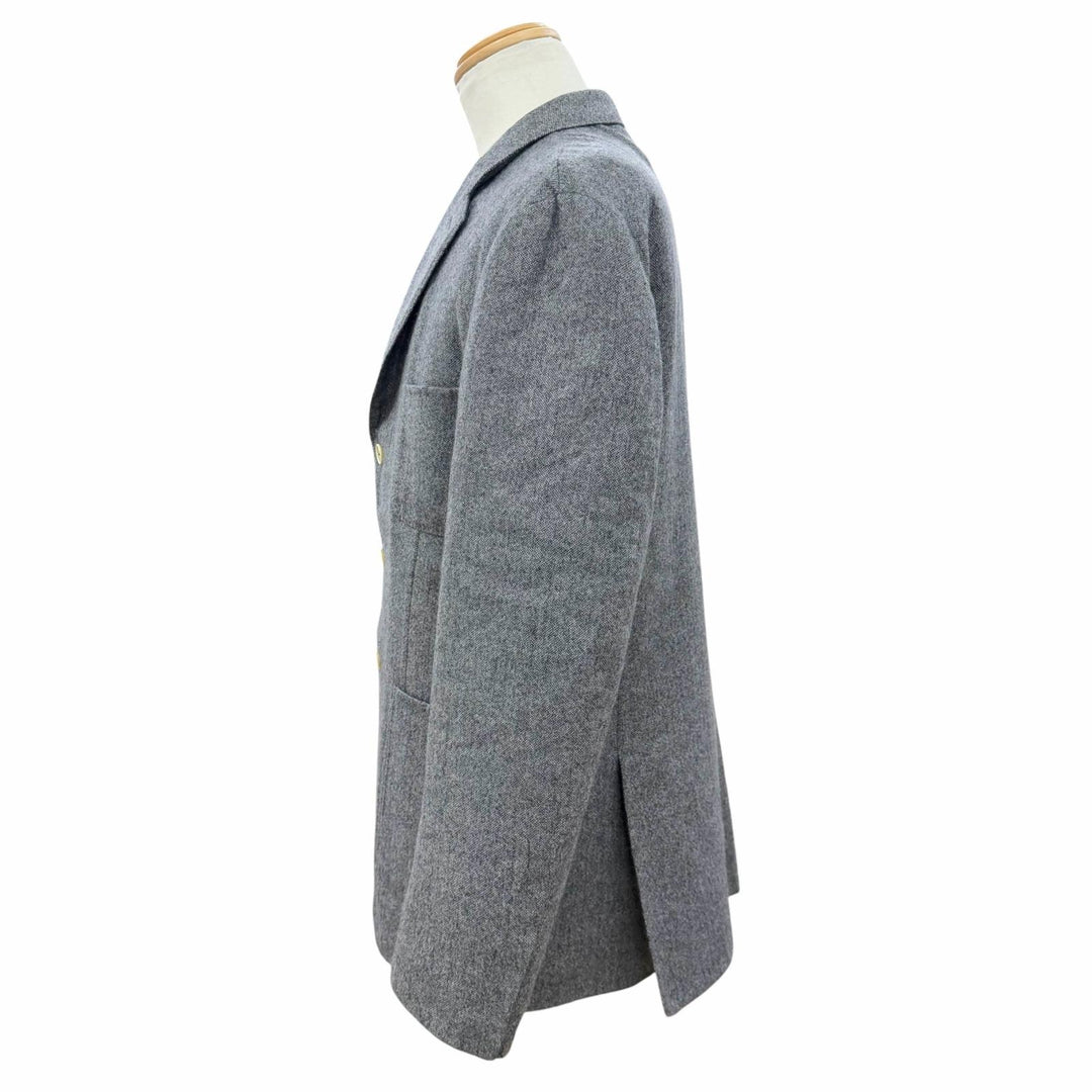 美品▼Loro Piana ロロピアーナ カシミヤ ツイード シングルジャケット テーラードジャケット ネイビー系 IT 52 イタリア製 メンズ