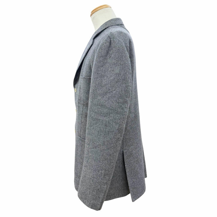 美品▼Loro Piana ロロピアーナ カシミヤ ツイード シングルジャケット テーラードジャケット ネイビー系 IT 52 イタリア製 メンズ