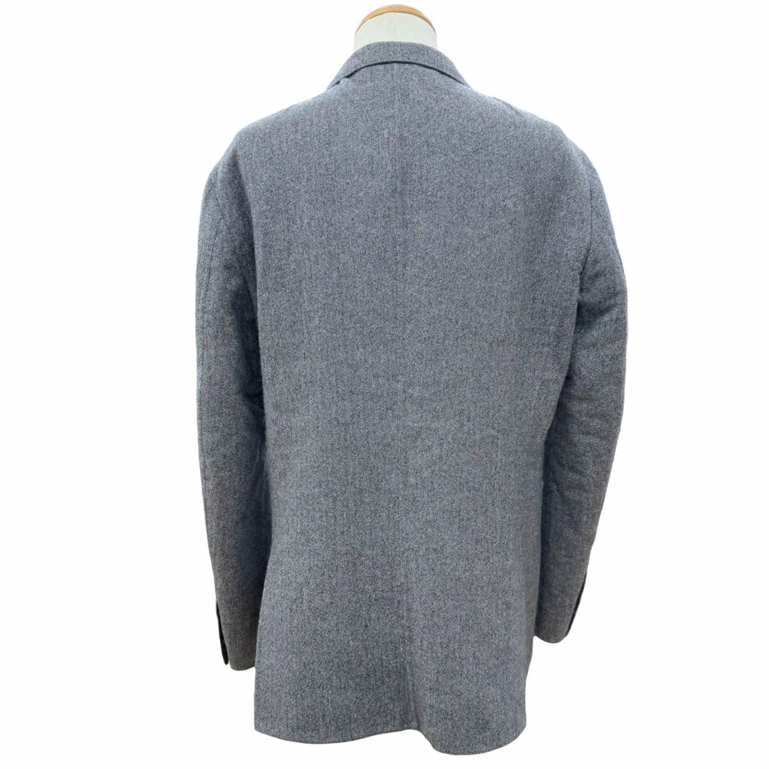 美品▼Loro Piana ロロピアーナ カシミヤ ツイード シングルジャケット テーラードジャケット ネイビー系 IT 52 イタリア製 メンズ