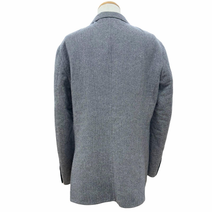 美品▼Loro Piana ロロピアーナ カシミヤ ツイード シングルジャケット テーラードジャケット ネイビー系 IT 52 イタリア製 メンズ