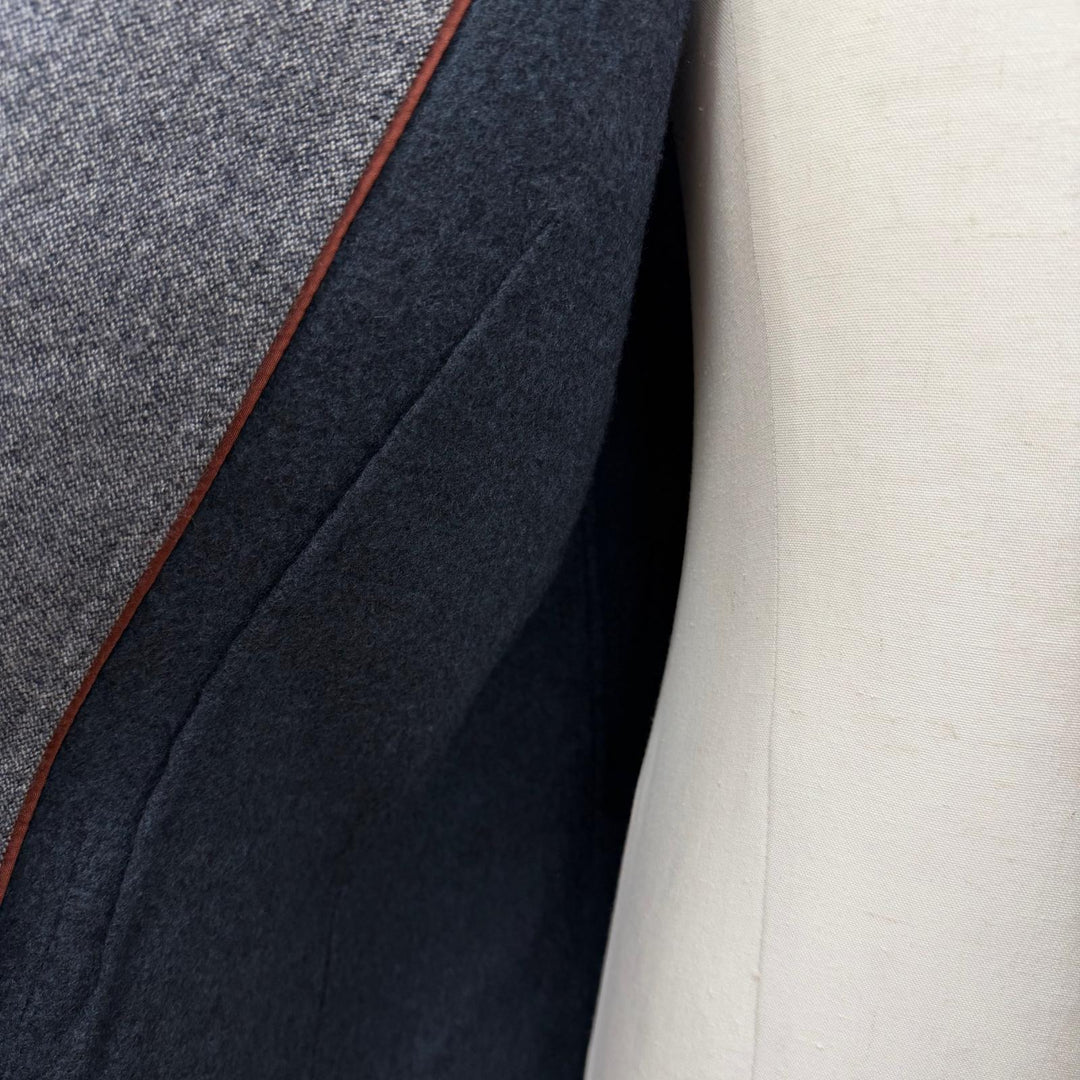 美品▼Loro Piana ロロピアーナ カシミヤ ツイード シングルジャケット テーラードジャケット ネイビー系 IT 52 イタリア製 メンズ