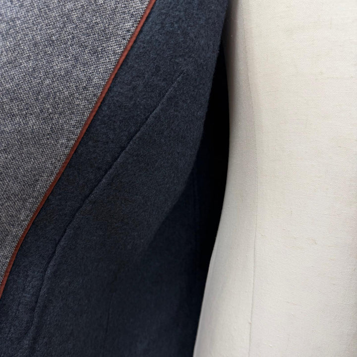 美品▼Loro Piana ロロピアーナ カシミヤ ツイード シングルジャケット テーラードジャケット ネイビー系 IT 52 イタリア製 メンズ