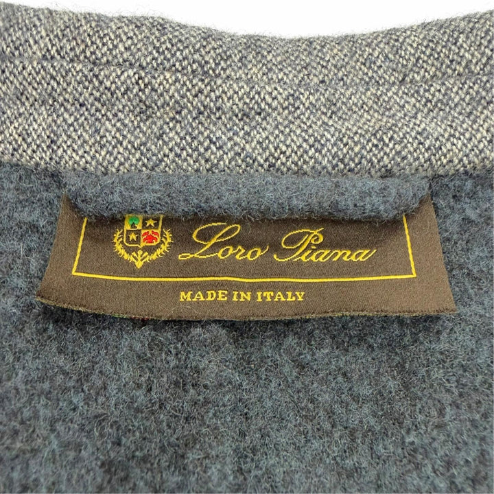 美品▼Loro Piana ロロピアーナ カシミヤ ツイード シングルジャケット テーラードジャケット ネイビー系 IT 52 イタリア製 メンズ