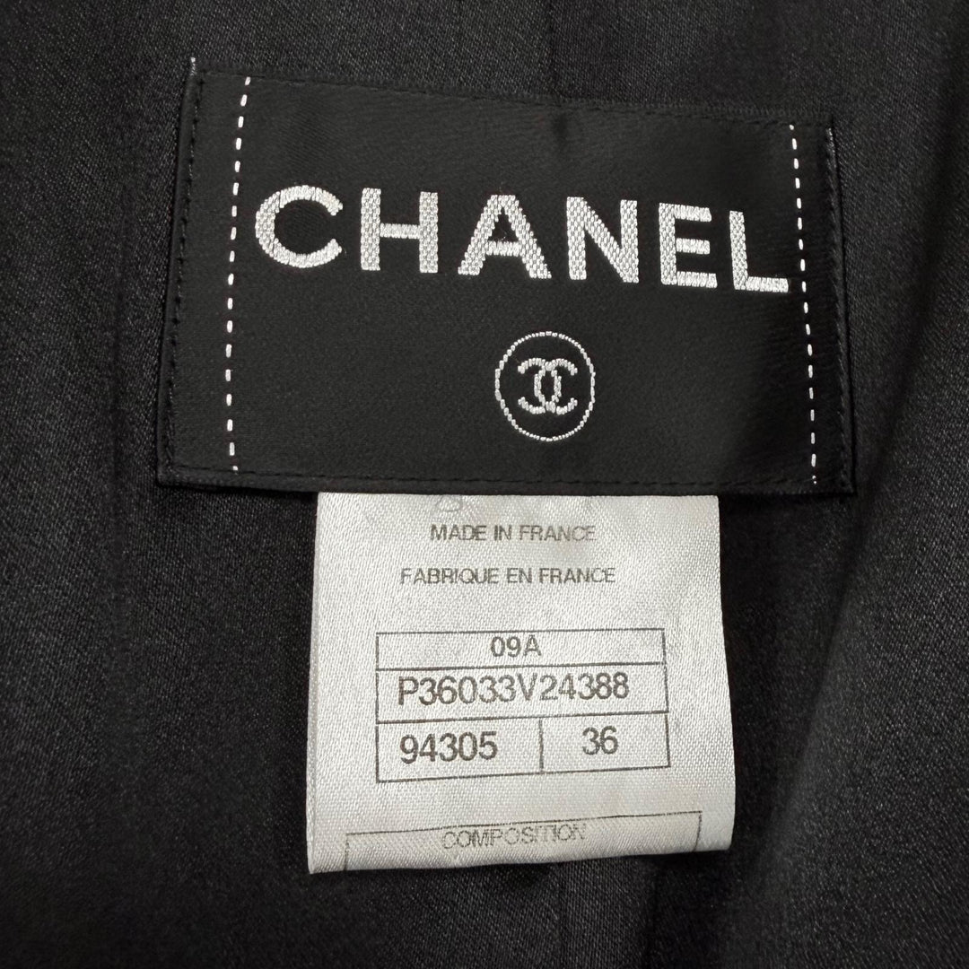 極美品★CHANEL シャネル P36033 カシミヤ100％ ココマークボタン チェーンデザインバックル ダブルブレスト コート ブラック 36 正規品