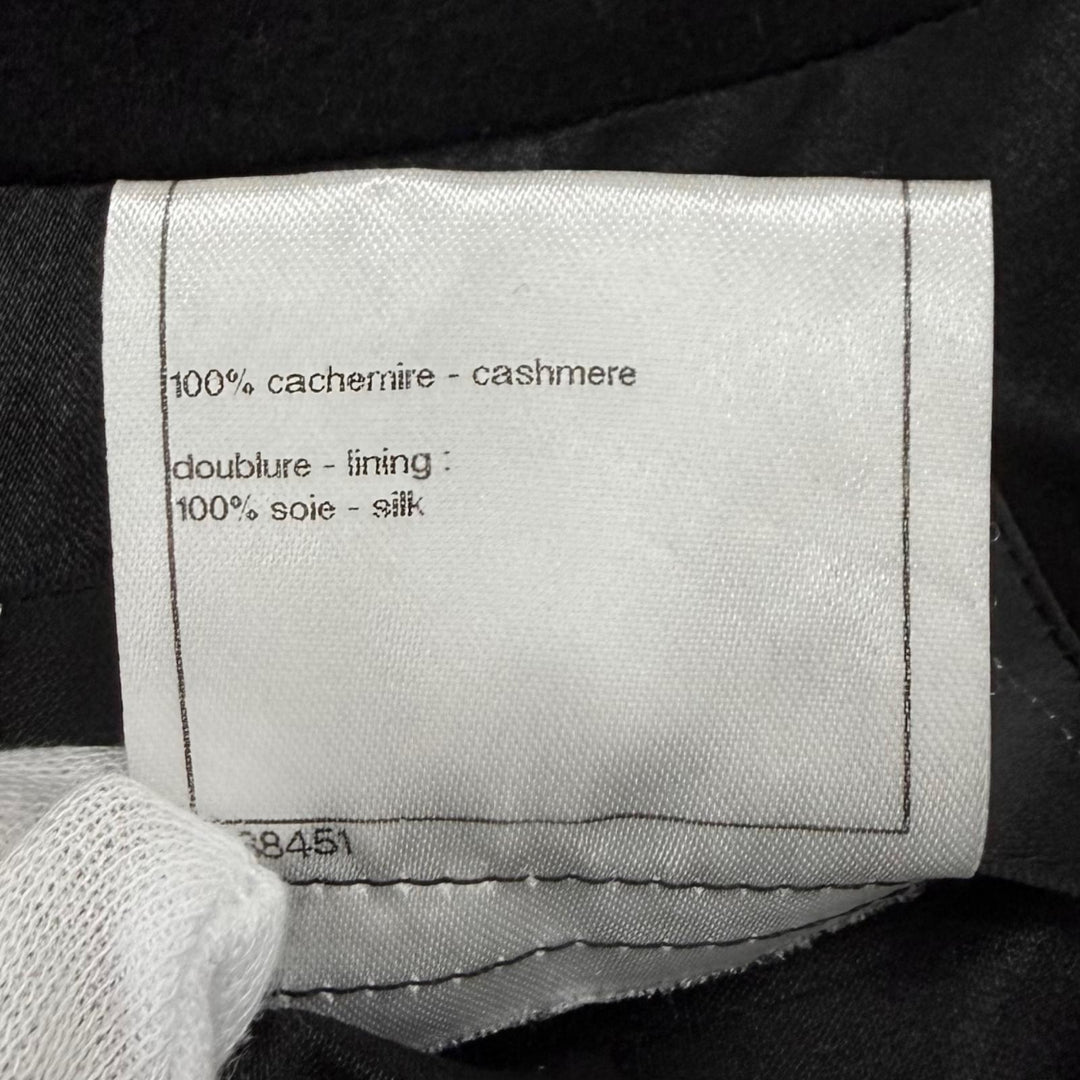 極美品★CHANEL シャネル P36033 カシミヤ100％ ココマークボタン チェーンデザインバックル ダブルブレスト コート ブラック 36 正規品