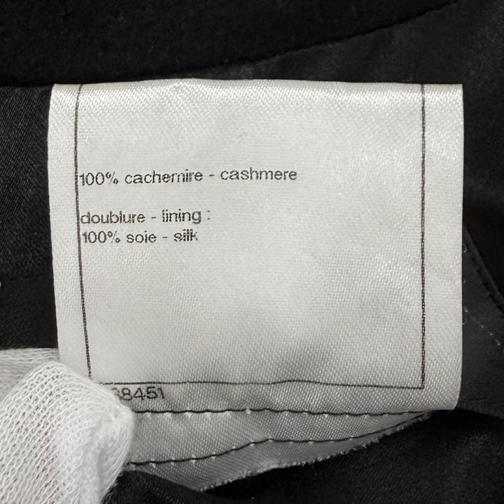 極美品★CHANEL シャネル P36033 カシミヤ100％ ココマークボタン チェーンデザインバックル ダブルブレスト コート ブラック 36 正規品