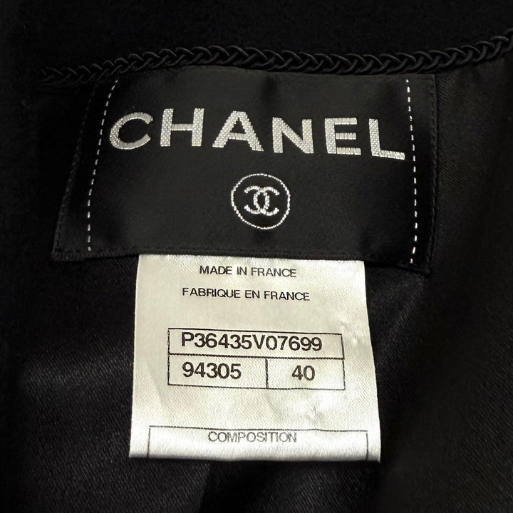 極美品★CHANEL シャネル P36435 カシミヤ100％ ベルト付 ココマークボタン ロングコート ブラック FR 40 フランス製 正規品 レディース