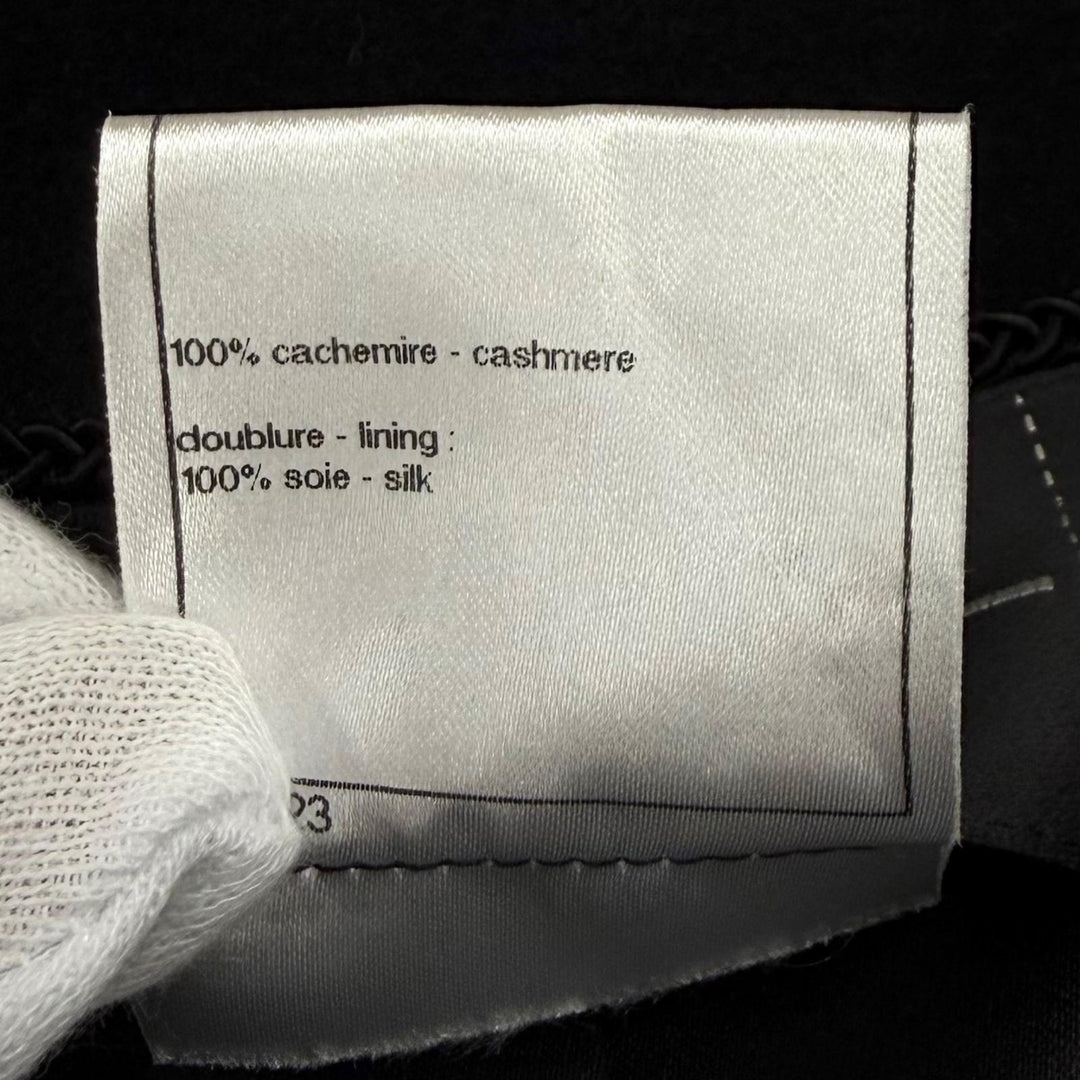 極美品★CHANEL シャネル P36435 カシミヤ100％ ベルト付 ココマークボタン ロングコート ブラック FR 40 フランス製 正規品 レディース