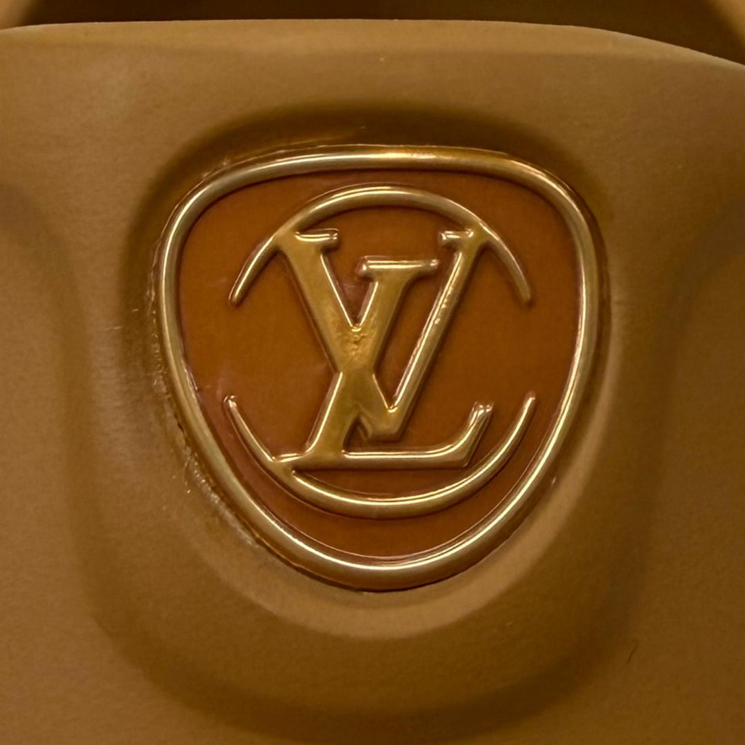 美品▼LOUIS VUITTON ルイヴィトン LVシャークライン ラバー モノグラム 厚底 スリッポン サンダル ブラウン 7 イタリア製 メンズ