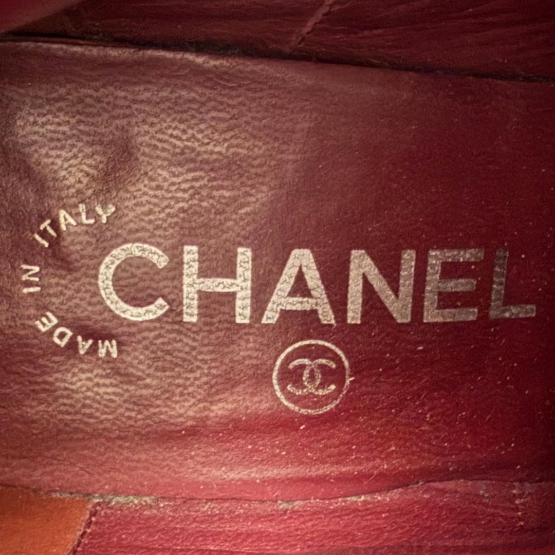 美品★CHANEL シャネル ヴィンテージ ココマーク ターンロック レザー ロングブーツ ブラック シルバー金具 IT 38 イタリア製 保存袋付き