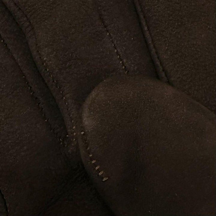 美品★HERMES エルメス ムートン 裏地シルク100％ シルバー金具 グレナン金具 ムートンレザー グローブ 手袋 ブラウン 7.5 仏製 箱付き