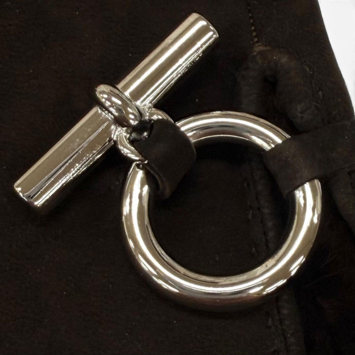 美品★HERMES エルメス ムートン 裏地シルク100％ シルバー金具 グレナン金具 ムートンレザー グローブ 手袋 ブラウン 7.5 仏製 箱付き