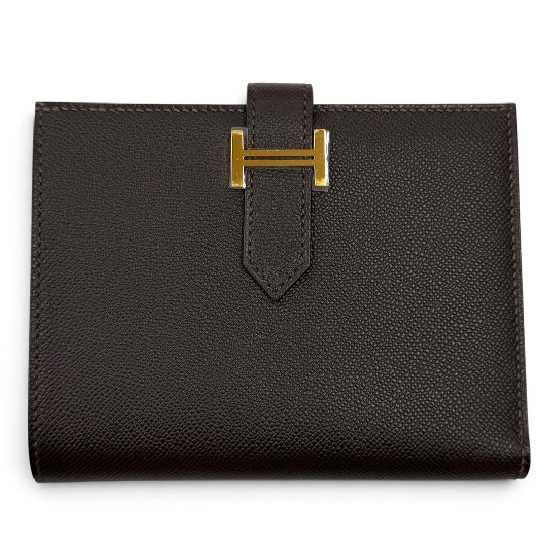 未使用品★HERMES エルメス ベアン コンパクト ベブラン ヴォーマダム ゴールド金具 二つ折り財布 K刻印 フランス製 レディース 箱付き