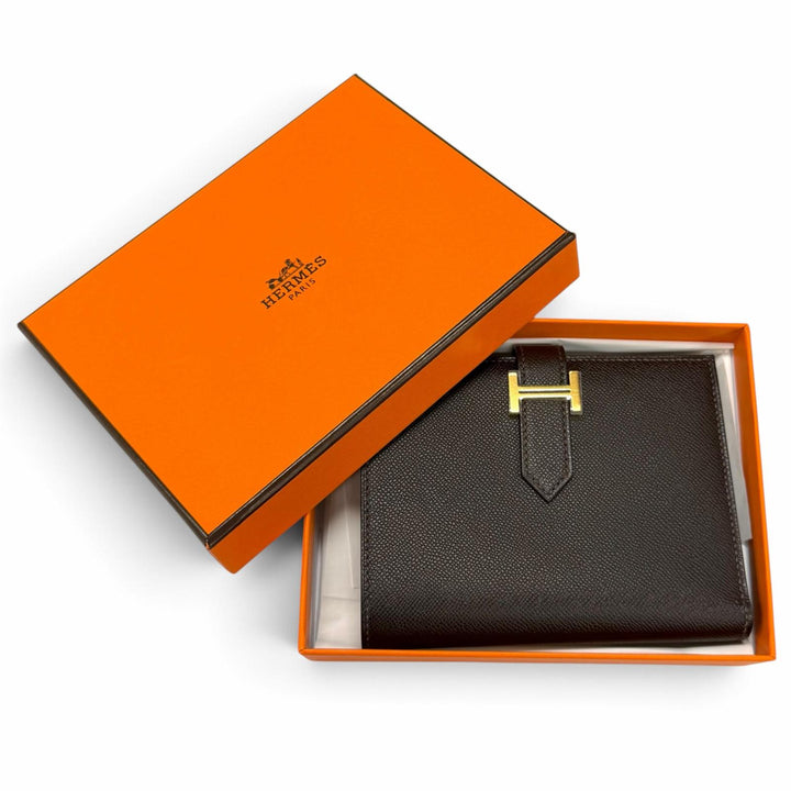 未使用品★HERMES エルメス ベアン コンパクト ベブラン ヴォーマダム ゴールド金具 二つ折り財布 K刻印 フランス製 レディース 箱付き
