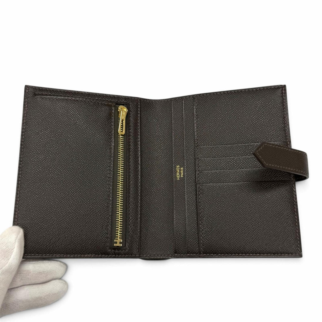 未使用品★HERMES エルメス ベアン コンパクト ベブラン ヴォーマダム ゴールド金具 二つ折り財布 K刻印 フランス製 レディース 箱付き