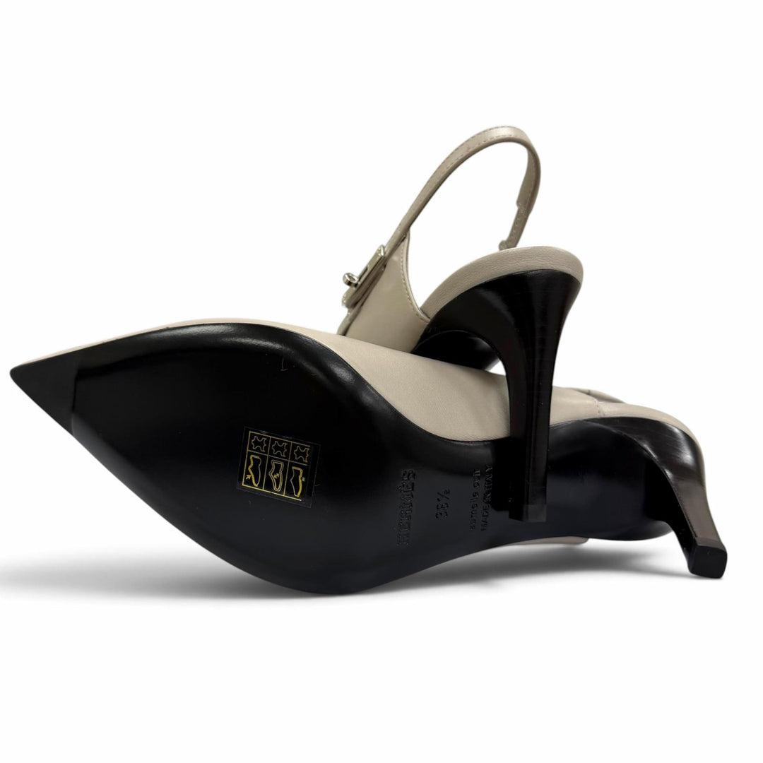未使用品☆HERMES エルメス ラヴァー 80 シルバー金具 ケリーバックル レザー パンプス グレー IT 36.5 イタリア製 箱・保存袋付き