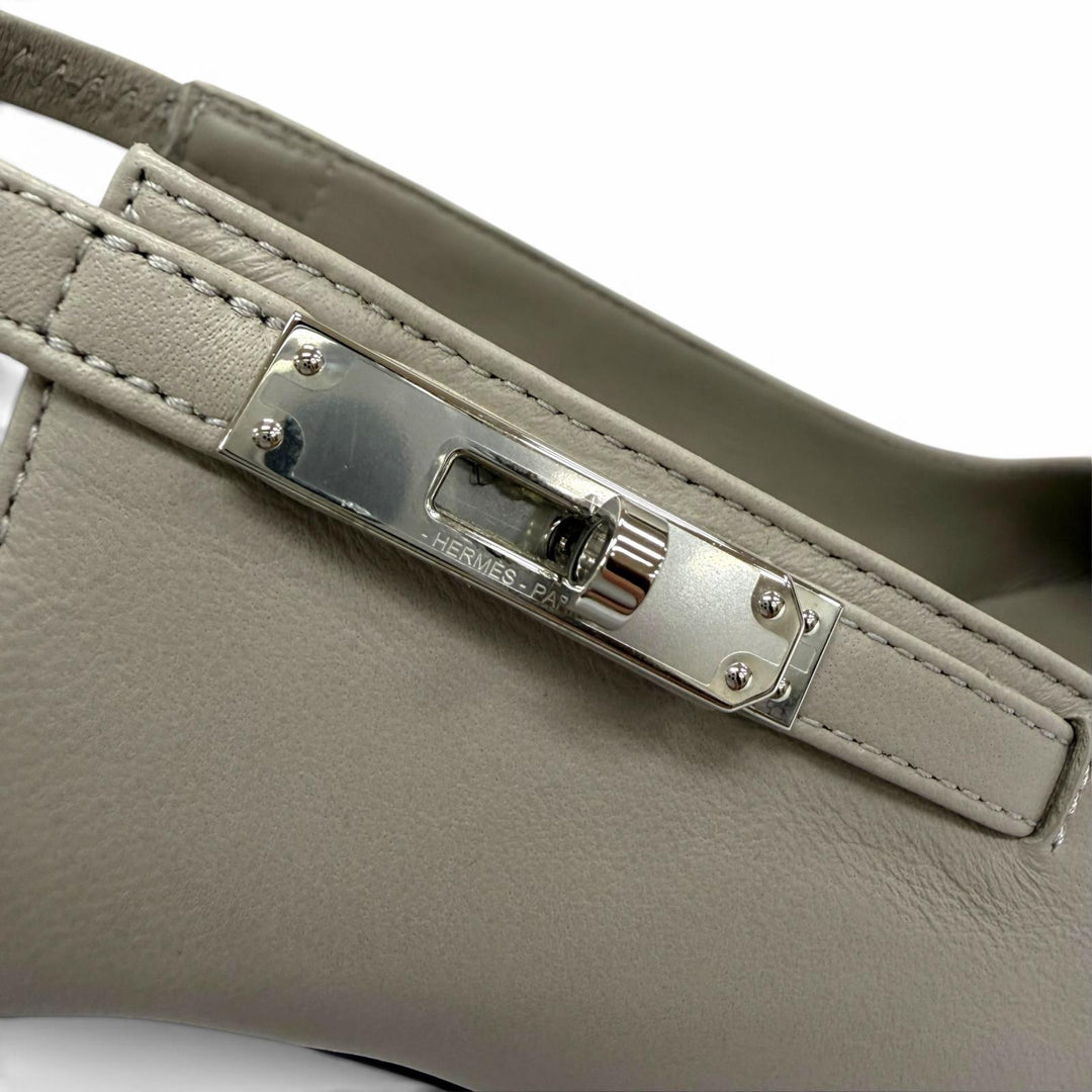 未使用品☆HERMES エルメス ラヴァー 80 シルバー金具 ケリーバックル レザー パンプス グレー IT 36.5 イタリア製 箱・保存袋付き