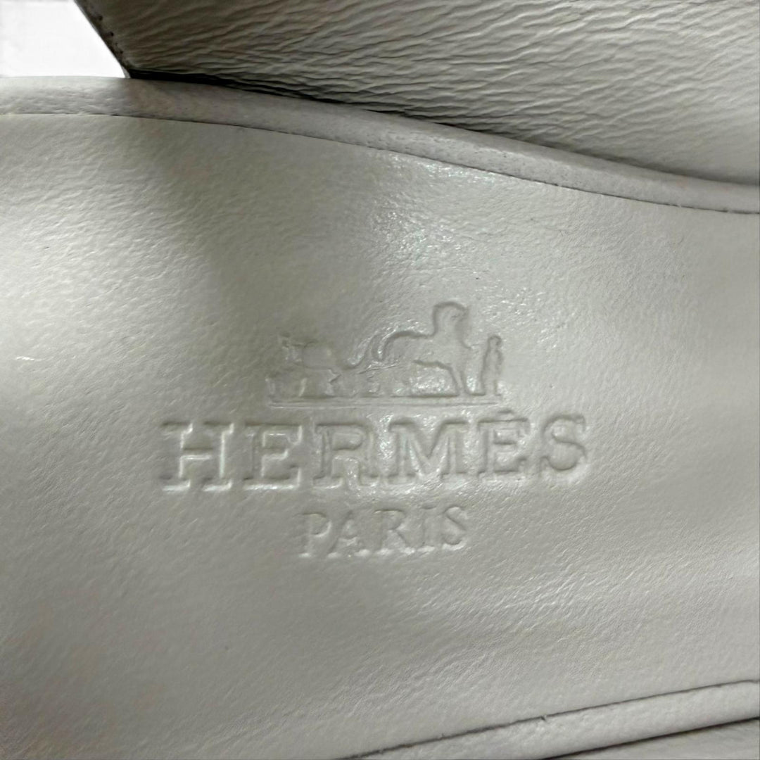 未使用品☆HERMES エルメス ラヴァー 80 シルバー金具 ケリーバックル レザー パンプス グレー IT 36.5 イタリア製 箱・保存袋付き