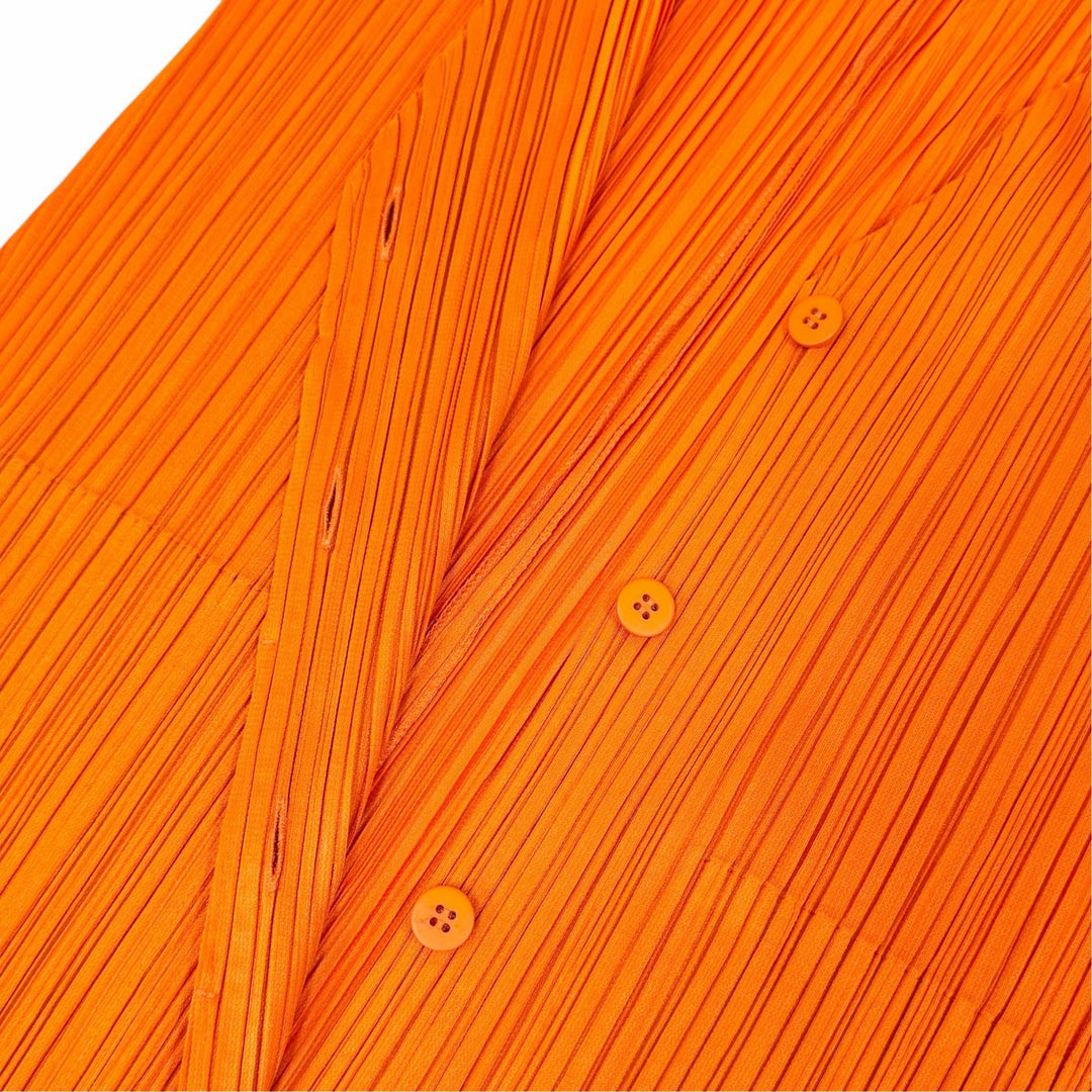 極美品△PLEATS PLEASE プリーツプリーズ イッセイミヤケ PP81-JE204 ロング ジレ ベスト オレンジ 3 日本製 正規品 レディース