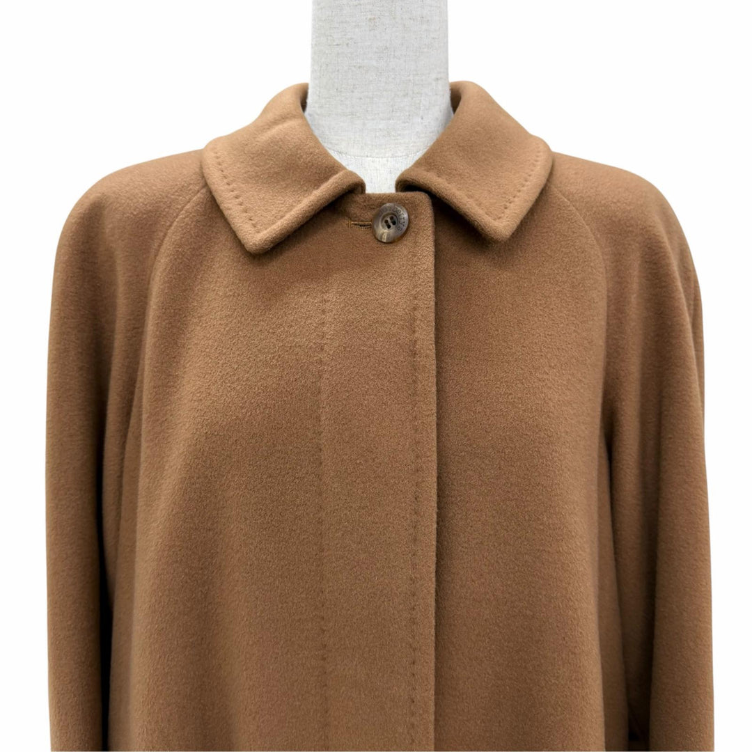美品☆Burberrys バーバリー ヴィンテージ カシミヤ ウール ロゴボタン 比翼仕立て ロング丈 コート ブラウン 7 正規品 レディース