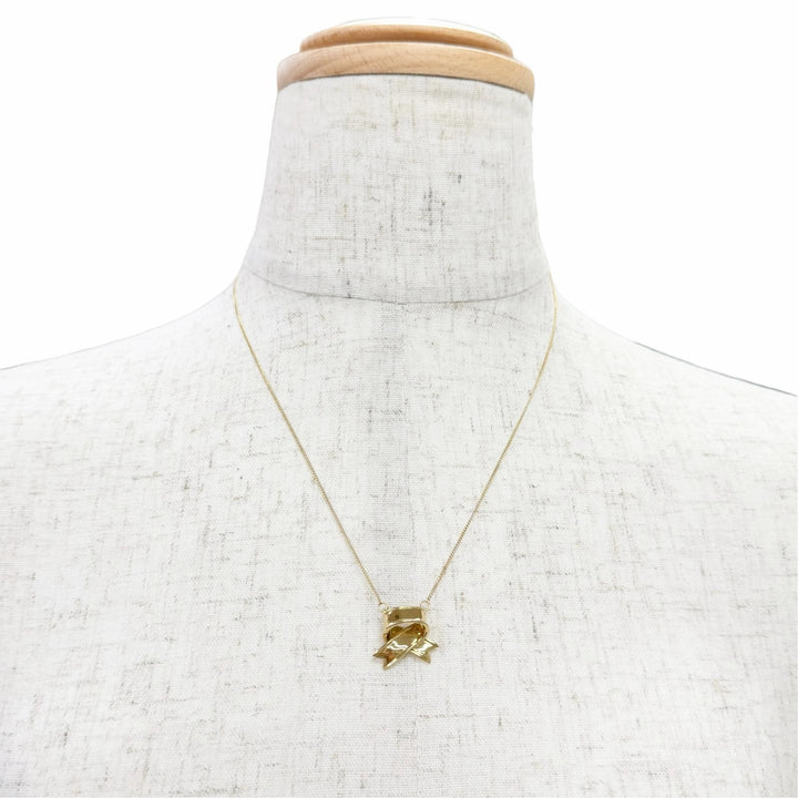 極美品△TIFFANY&amp;Co. ティファニー ヴィンテージ クロスリボンモチーフ ネックレス アクセサリー 750(YG) K18 イエローゴール 重量4.7g