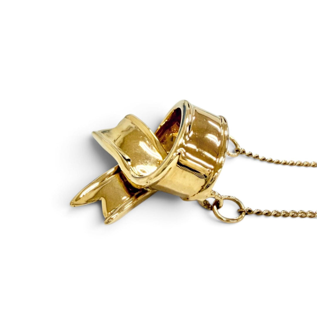 極美品△TIFFANY&amp;Co. ティファニー ヴィンテージ クロスリボンモチーフ ネックレス アクセサリー 750(YG) K18 イエローゴール 重量4.7g