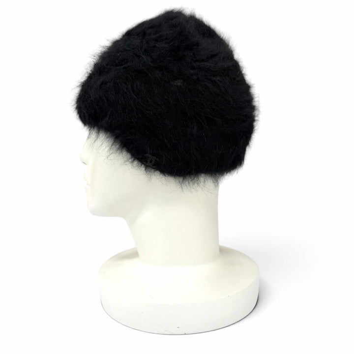 未使用品★CHANEL シャネル ヴィンテージ 02A P19735 アンゴラ100％ ラインストーン ココマーク ニット帽 ニットキャップ 2 保存袋付き