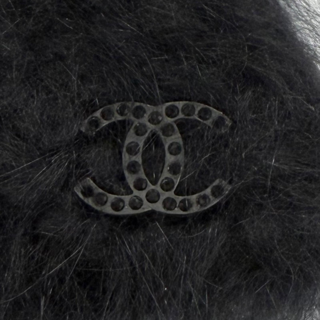 未使用品★CHANEL シャネル ヴィンテージ 02A P19735 アンゴラ100％ ラインストーン ココマーク ニット帽 ニットキャップ 2 保存袋付き
