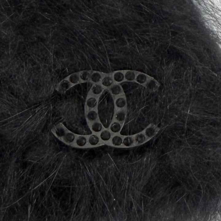 未使用品★CHANEL シャネル ヴィンテージ 02A P19735 アンゴラ100％ ラインストーン ココマーク ニット帽 ニットキャップ 2 保存袋付き