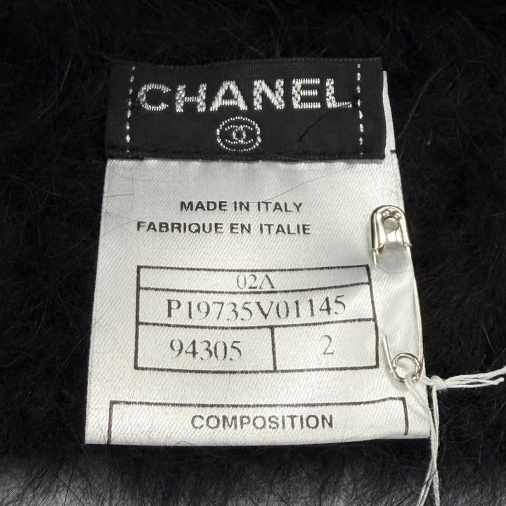 未使用品★CHANEL シャネル ヴィンテージ 02A P19735 アンゴラ100％ ラインストーン ココマーク ニット帽 ニットキャップ 2 保存袋付き