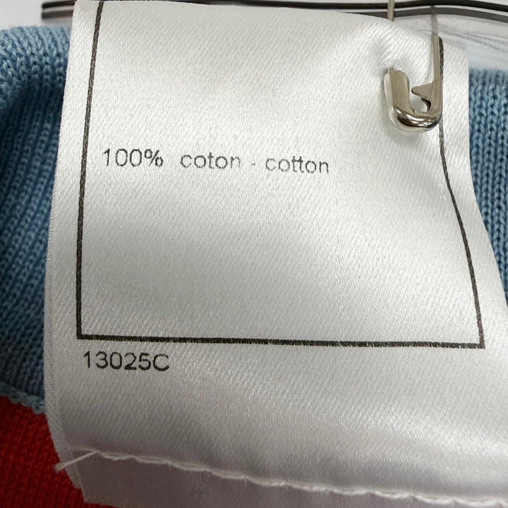 未使用品☆CHANEL シャネル ヴィンテージ 02S P19525 コットン100％ ココマーク ZIP UP ニット ベスト レッド ライトブルー FR 38 正規品