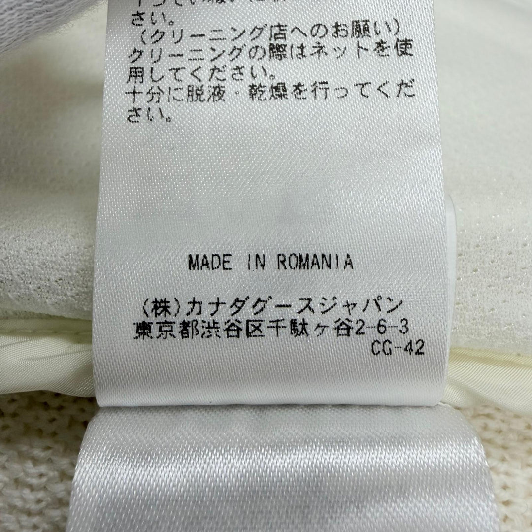 極美品☆CANADA GOOSE カナダグース 7032L1 ロゴワッペン キルティング ニット切替 ダウンジャケット アイボリー S カナダグースジャパン