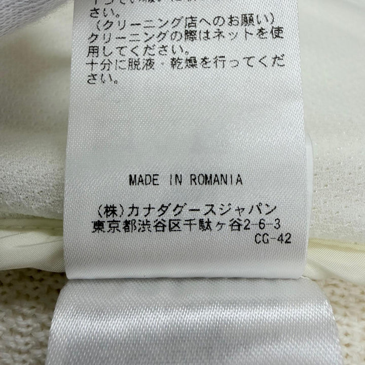 極美品☆CANADA GOOSE カナダグース 7032L1 ロゴワッペン キルティング ニット切替 ダウンジャケット アイボリー S カナダグースジャパン