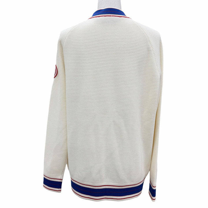 極美品☆CANADA GOOSE カナダグース 7032L1 ロゴワッペン キルティング ニット切替 ダウンジャケット アイボリー S カナダグースジャパン