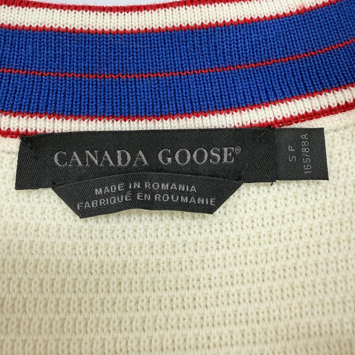 極美品☆CANADA GOOSE カナダグース 7032L1 ロゴワッペン キルティング ニット切替 ダウンジャケット アイボリー S カナダグースジャパン