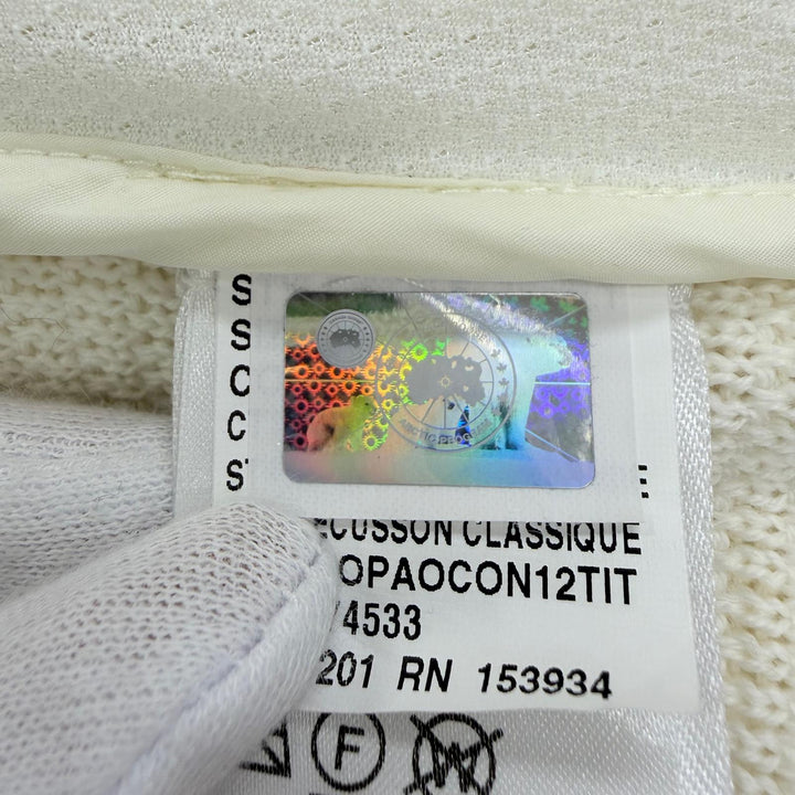 極美品☆CANADA GOOSE カナダグース 7032L1 ロゴワッペン キルティング ニット切替 ダウンジャケット アイボリー S カナダグースジャパン