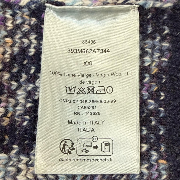 極美品▼DIOR ディオール オム 393M662AT344 ウール100% オブリーク ジャガード ニットベスト ネイビー XXL イタリア製 正規品 メンズ