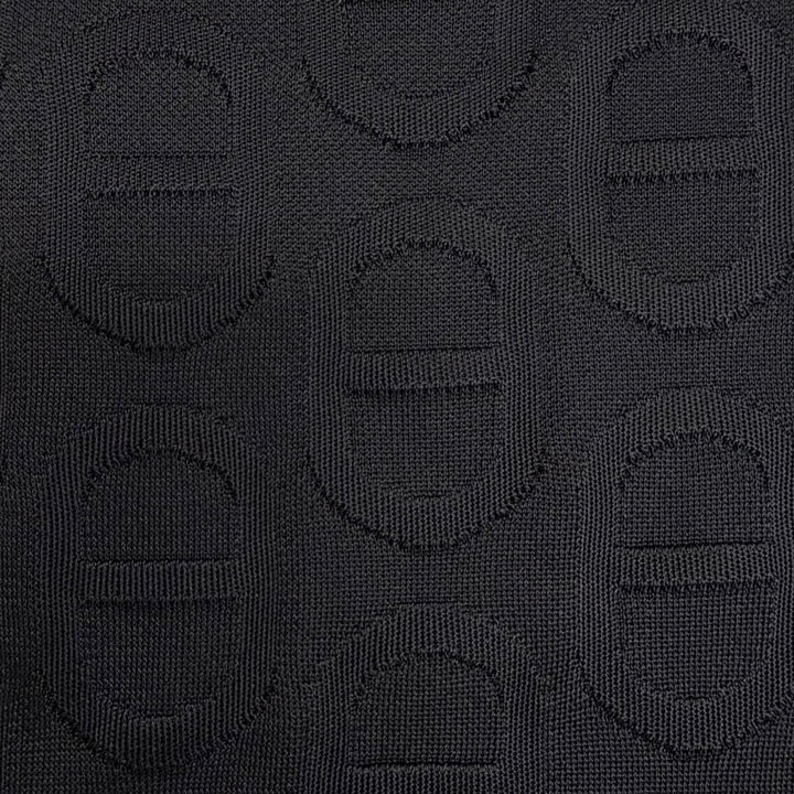 極美品△HERMES エルメス シルク100% シェーヌダンクルデザイン 総柄 半袖ニット トップス ブラック IT 40 イタリア製 レディース