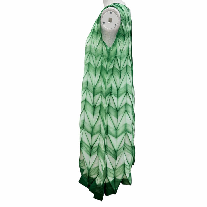 極美品☆ISSEY MIYAKE イッセイミヤケ IM02FH666 ノースリーブ ワンピース グリーン系 ホワイト 2 日本製 正規品 レディース