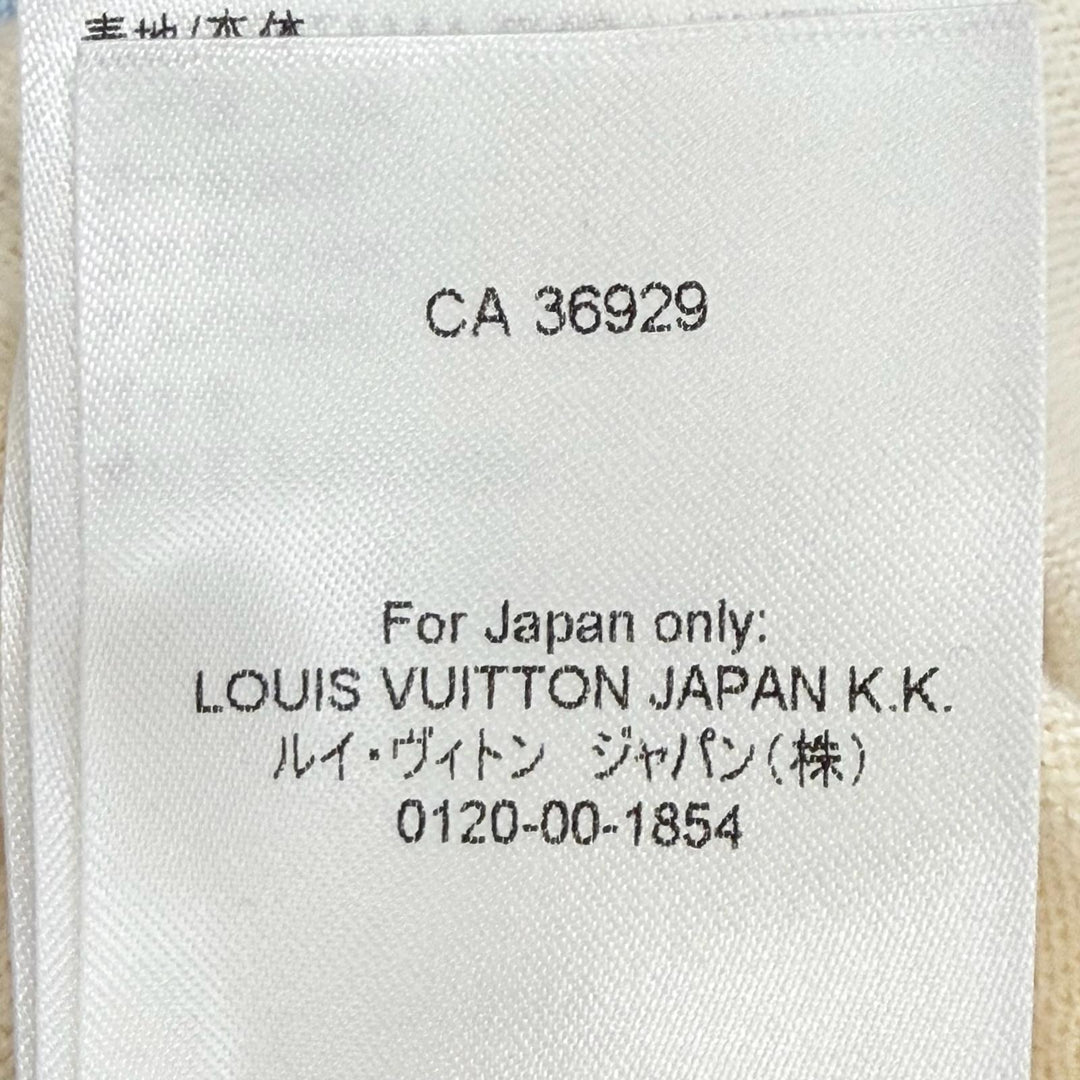 未使用品△LOUIS VUITTON ルイヴィトン 24AW ウール ロゴワッペン 長袖 ニットトップス ブルー アイボリー ネイビー L イタリア製 正規品