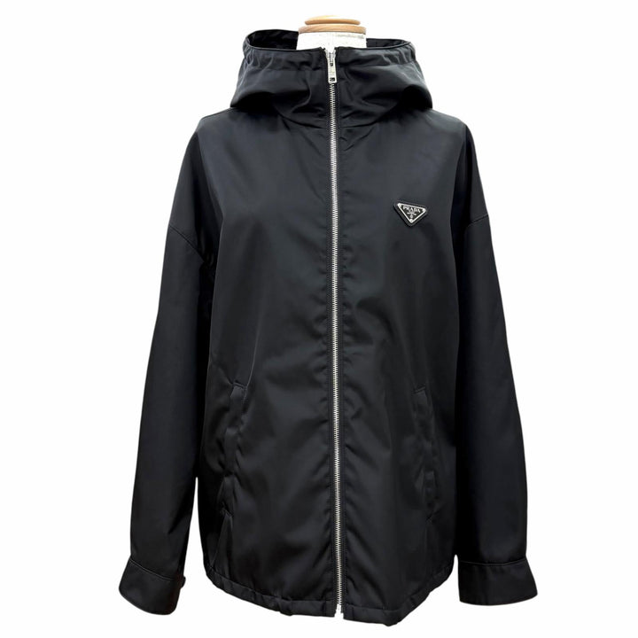 極美品△PRADA プラダ 2024年 292102 トライアングルロゴプレート Re Nylon リナイロン ブルゾン ジャケット ブラック IT 36 伊製 正規品