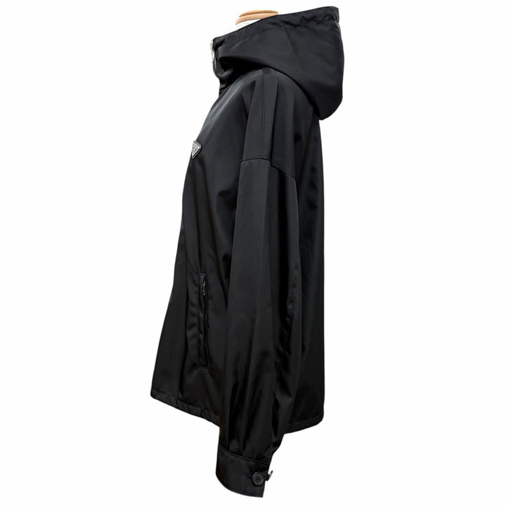 極美品△PRADA プラダ 2024年 292102 トライアングルロゴプレート Re Nylon リナイロン ブルゾン ジャケット ブラック IT 36 伊製 正規品