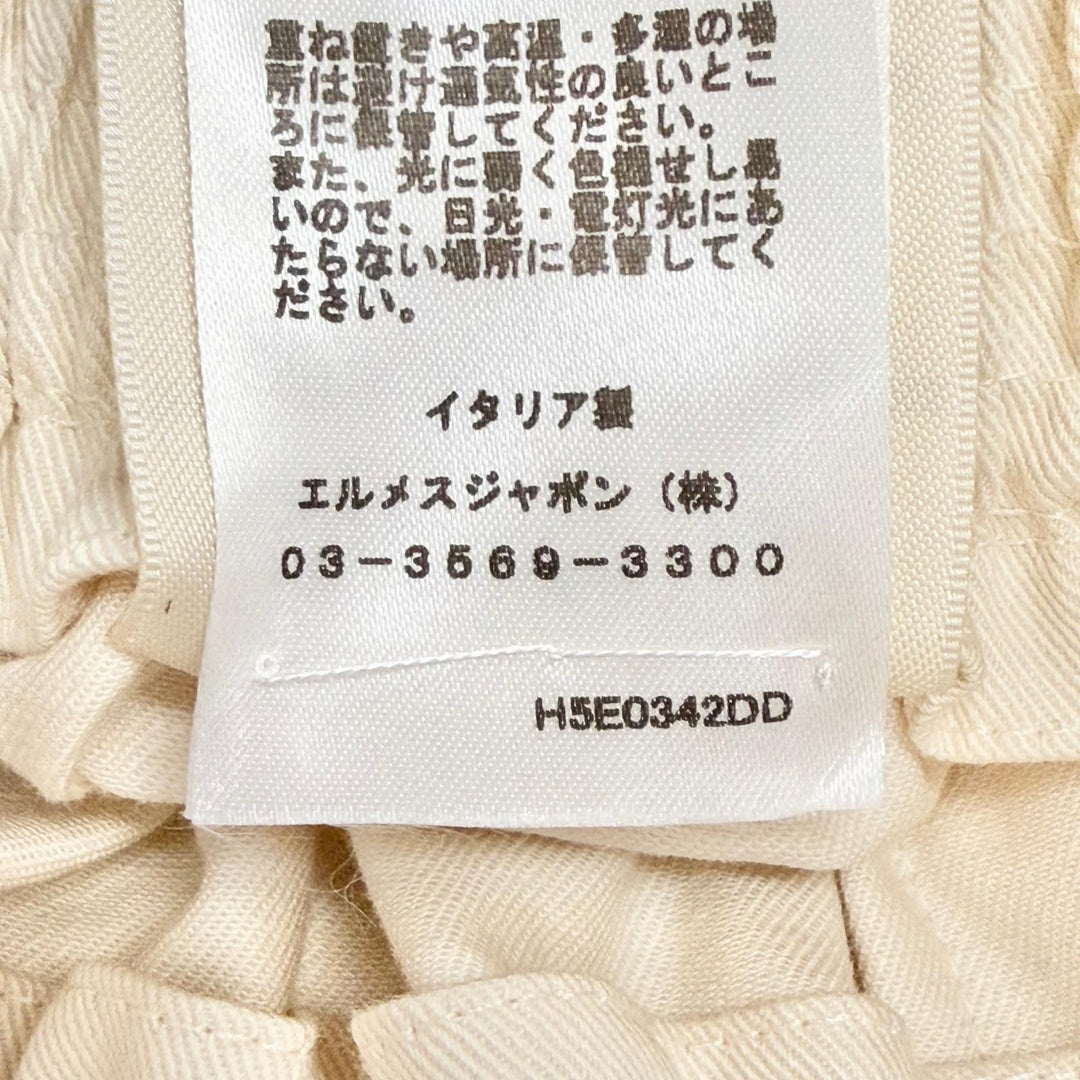 未使用品△HERMES エルメス 25SS 5E0342DD コットン100％ ハイウエスト スモック スカート ライトベージュ IT 36 伊製 正規品 レディース
