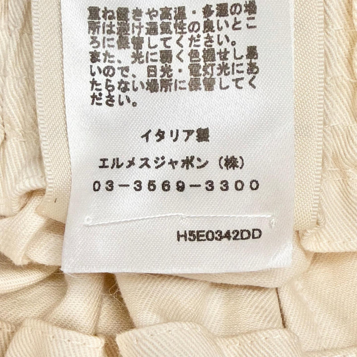 未使用品△HERMES エルメス 25SS 5E0342DD コットン100％ ハイウエスト スモック スカート ライトベージュ IT 36 伊製 正規品 レディース