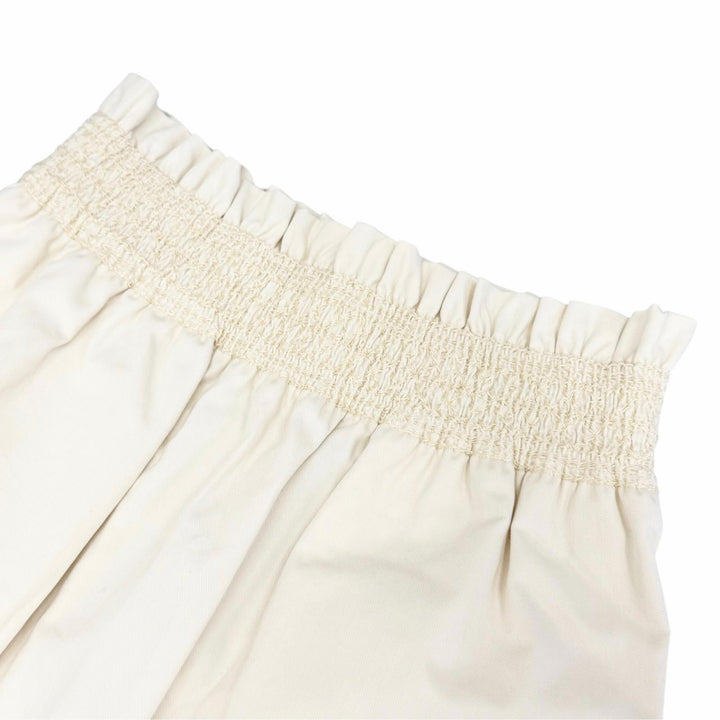 未使用品△HERMES エルメス 25SS 5E0342DD コットン100％ ハイウエスト スモック スカート ライトベージュ IT 36 伊製 正規品 レディース