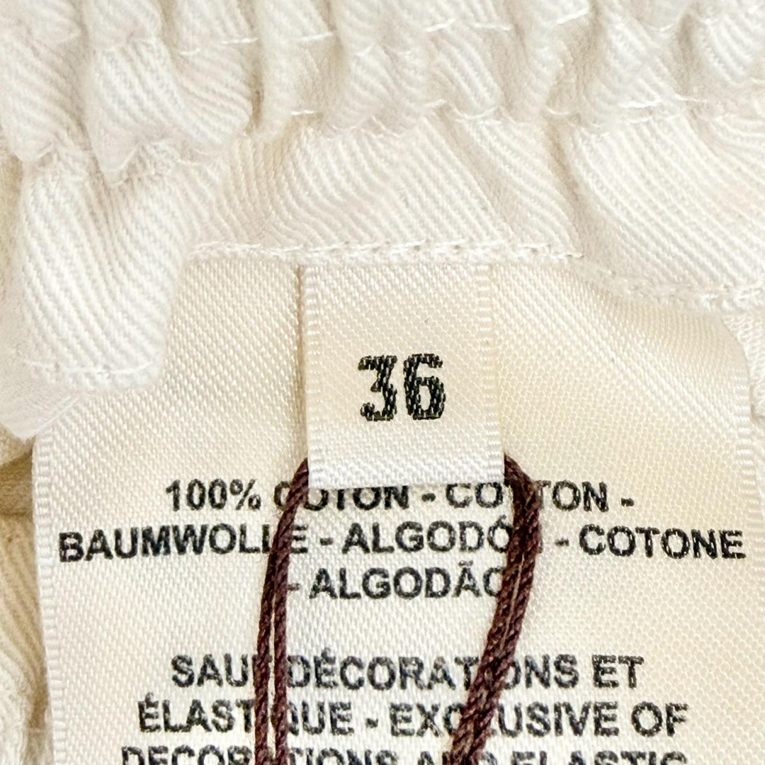未使用品△HERMES エルメス 25SS 5E0342DD コットン100％ ハイウエスト スモック スカート ライトベージュ IT 36 伊製 正規品 レディース