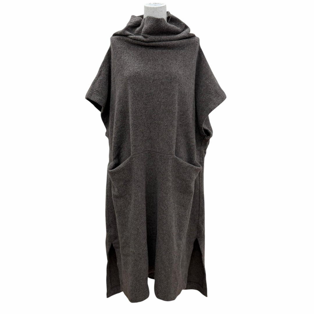 美品☆ISSEY MIYAKE イッセイミヤケ IM13JH230 ウール シルク混 ポンチョ ニット コート ワンピース ブラウン系 2 正規品 レディース