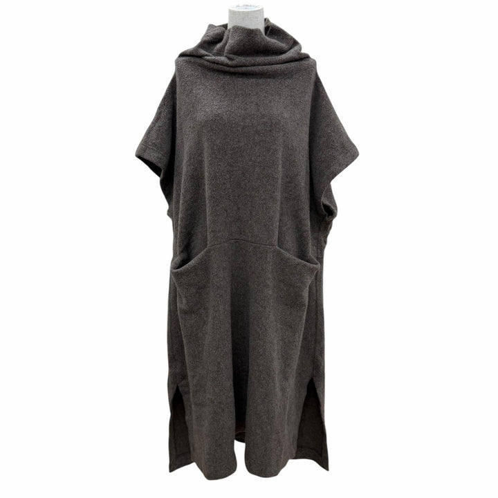 美品☆ISSEY MIYAKE イッセイミヤケ IM13JH230 ウール シルク混 ポンチョ ニット コート ワンピース ブラウン系 2 正規品 レディース