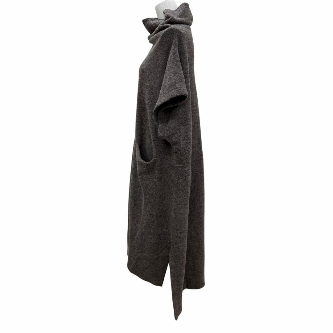 美品☆ISSEY MIYAKE イッセイミヤケ IM13JH230 ウール シルク混 ポンチョ ニット コート ワンピース ブラウン系 2 正規品 レディース