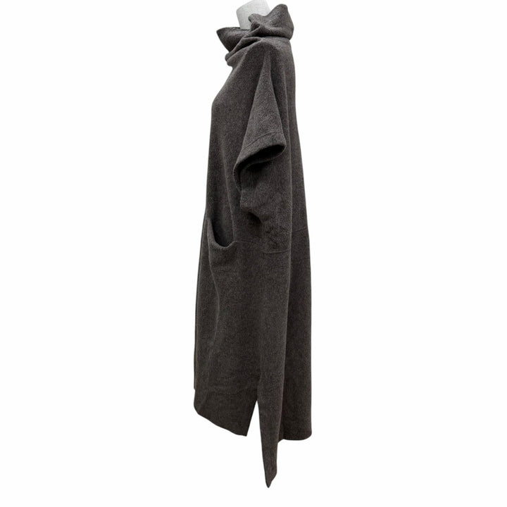 美品☆ISSEY MIYAKE イッセイミヤケ IM13JH230 ウール シルク混 ポンチョ ニット コート ワンピース ブラウン系 2 正規品 レディース